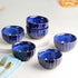 Blue Ribbed Ceramic Bowl Set of 6, 320ML